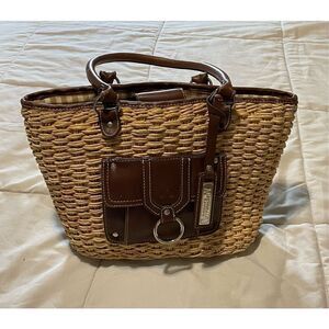 American Living Straw and Leather Lined Handbag